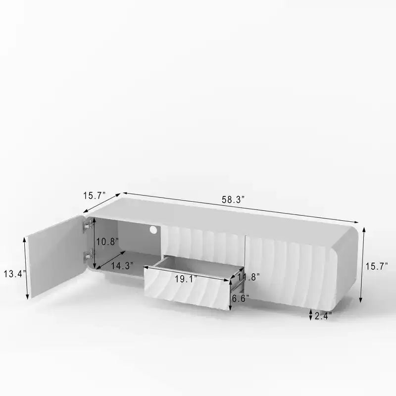 GDFStudio Deidre 58-Inch Modern TV Stand with Spiral Wave Design and Storage
