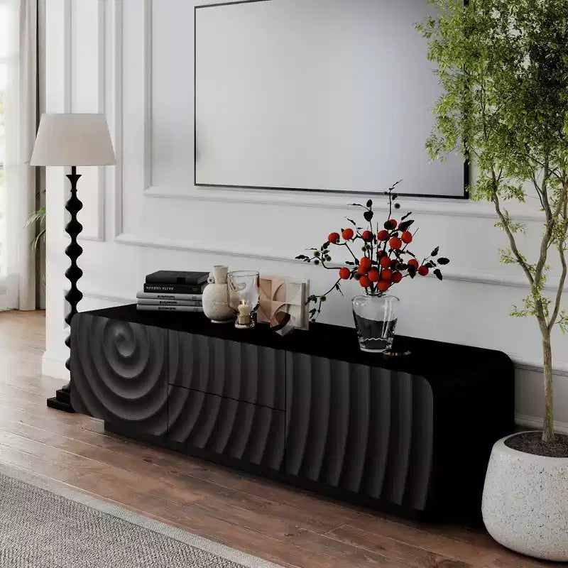 GDFStudio Deidre 58-Inch Modern TV Stand with Spiral Wave Design and Storage