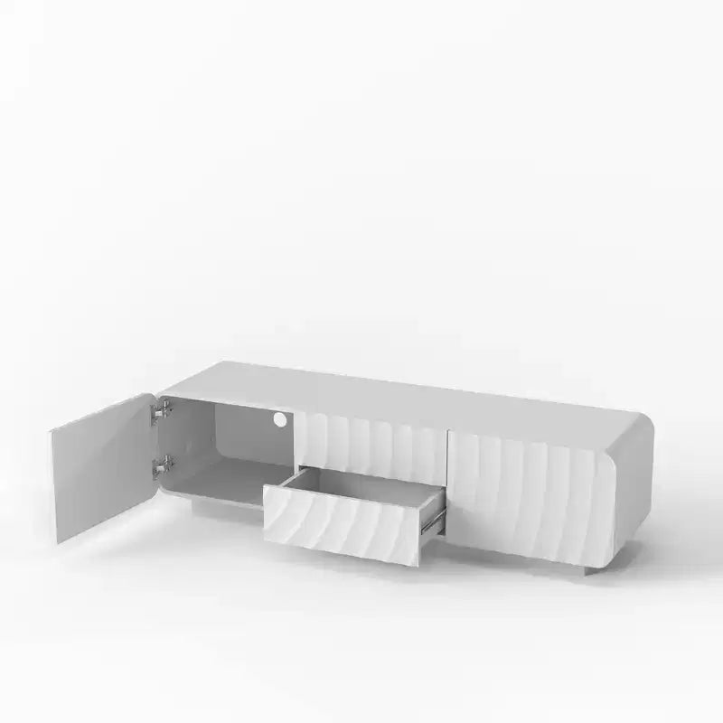 GDFStudio Deidre 58-Inch Modern TV Stand with Spiral Wave Design and Storage
