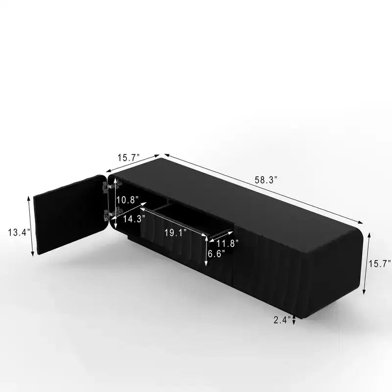 GDFStudio Deidre 58-Inch Modern TV Stand with Spiral Wave Design and Storage