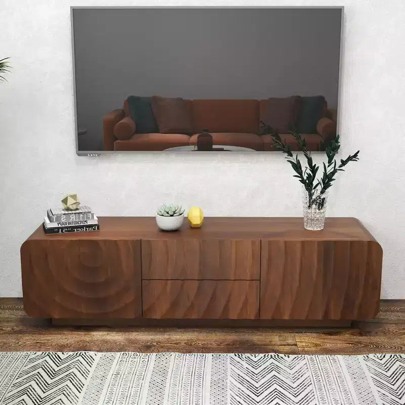 GDFStudio Deidre 58-Inch Modern TV Stand with Spiral Wave Design and Storage