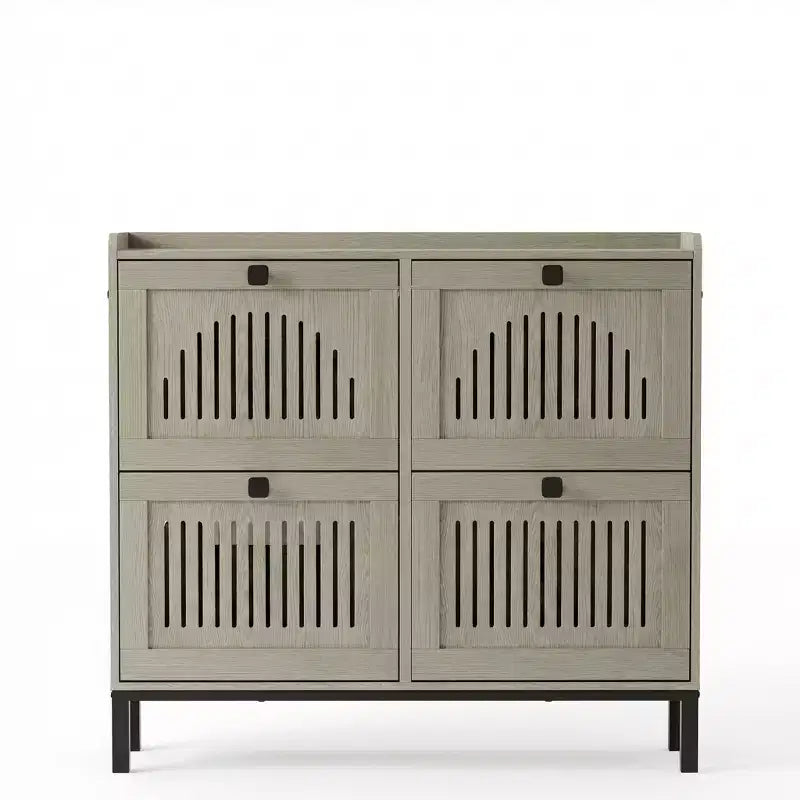 4-Door Flip Front Shoe Cabinet with Adjustable Shelves, Hidden Entryway Storage Organizer for Hallway, Living Room, Shoe Rack with Large Capacity