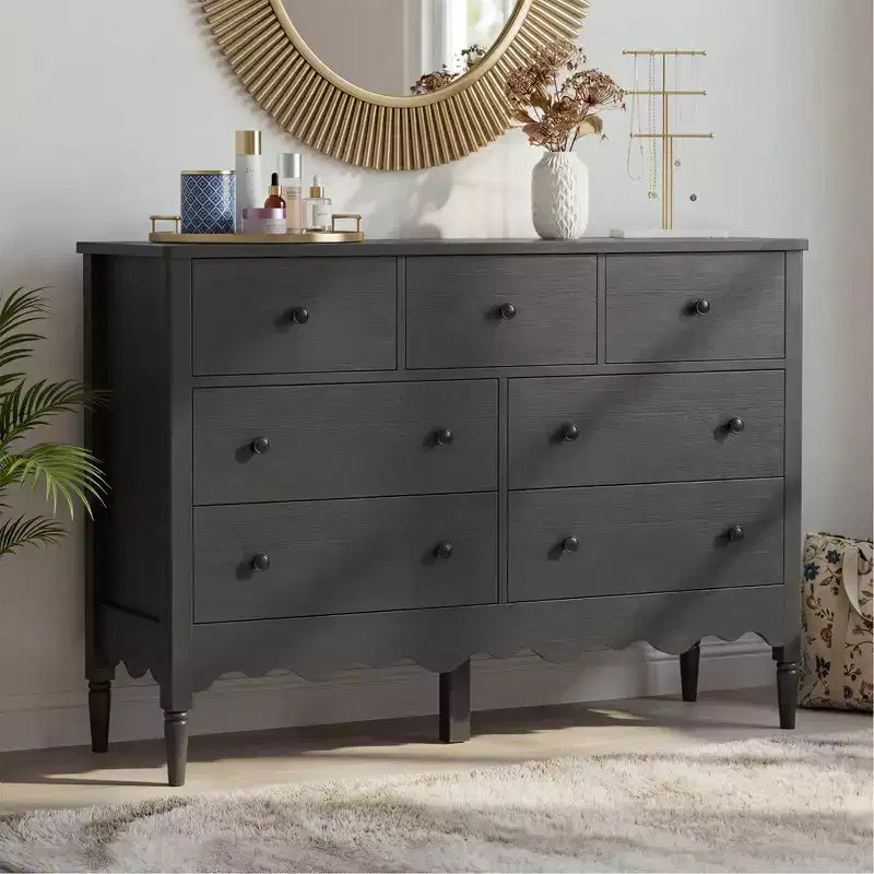 Besiost 47 Wide Wood 7 Drawers Cabinet for Badroom, Farmhouse Closet Dresser