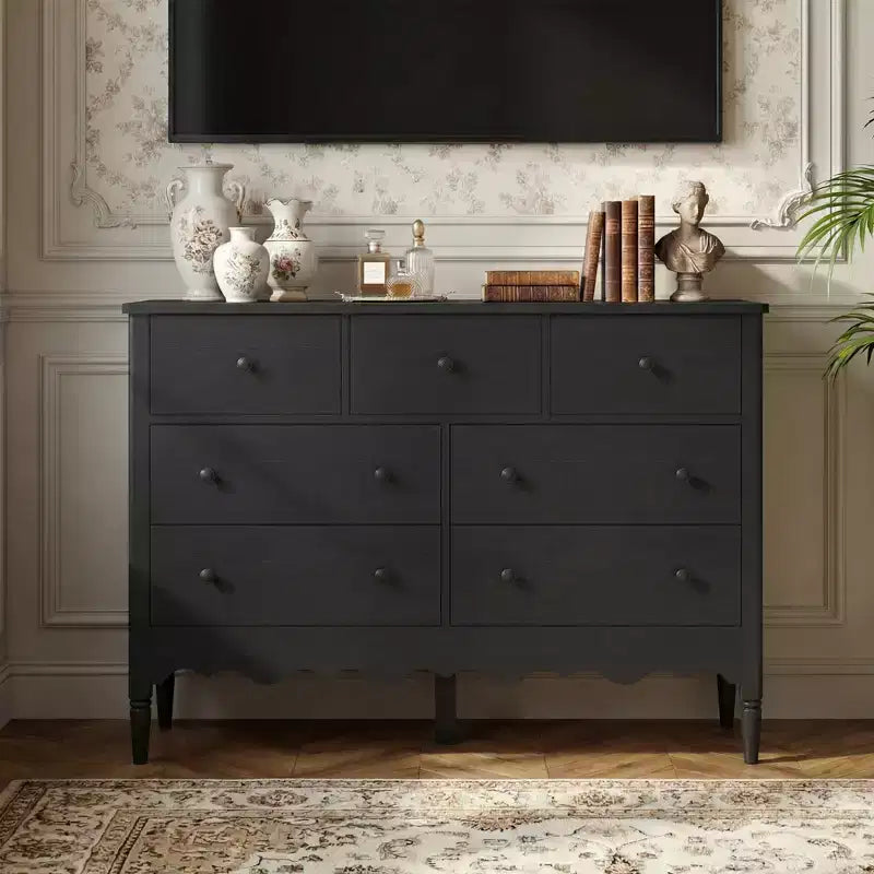 Besiost 47 Wide Wood 7 Drawers Cabinet for Badroom, Farmhouse Closet Dresser