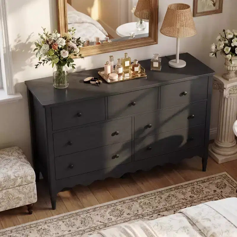 Besiost 47 Wide Wood 7 Drawers Cabinet for Badroom, Farmhouse Closet Dresser
