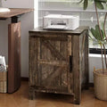 COZONY 18 Rustic Bedside Table with Sliding Barn Door, Adjustable Shelf End Table for Bedroom