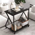 Costway Rolling Computer Desk, 32 Laptop Desk with Charging Station & Monitor Shelf Rustic Brown/Black
