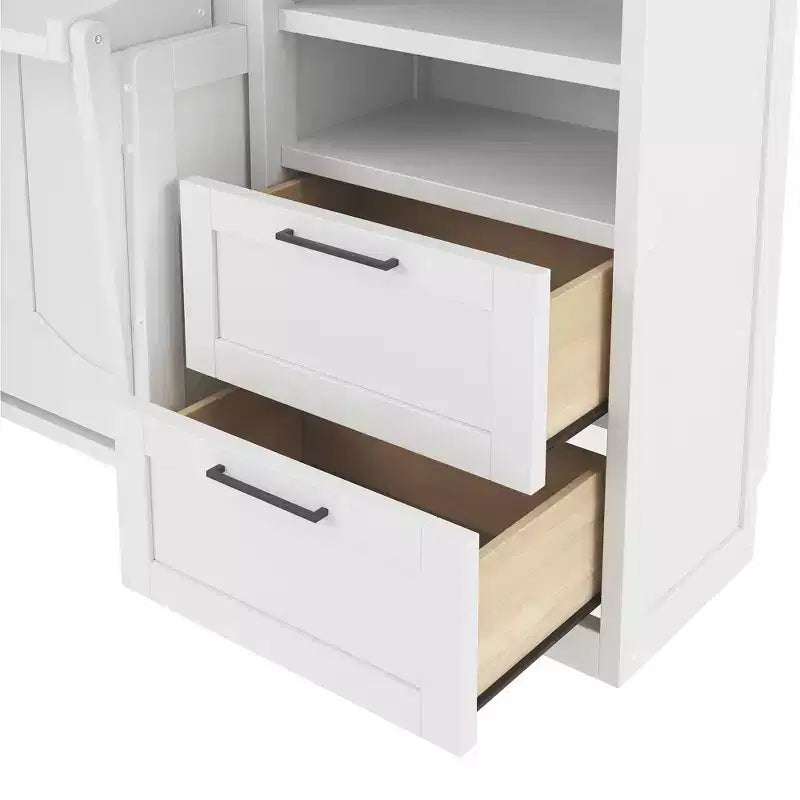 Luxystar Queen Modern Murphy Bed with 2 Wardrobe, 4 Drawers and Shelves