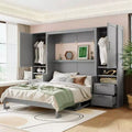 Luxystar Queen Modern Murphy Bed with 2 Wardrobe, 4 Drawers and Shelves