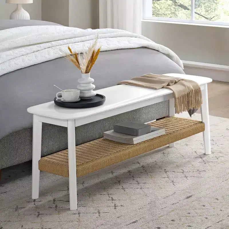 Alaterre Furniture Calais Entryway Bench, White