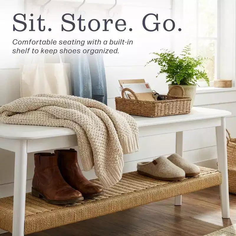 Alaterre Furniture Calais Entryway Bench, White