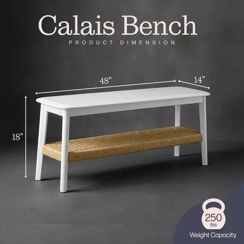 Alaterre Furniture Calais Entryway Bench, White