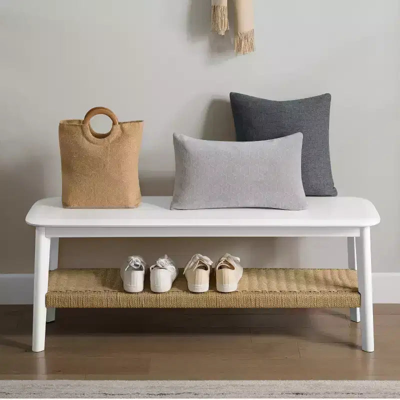 Alaterre Furniture Calais Entryway Bench, White