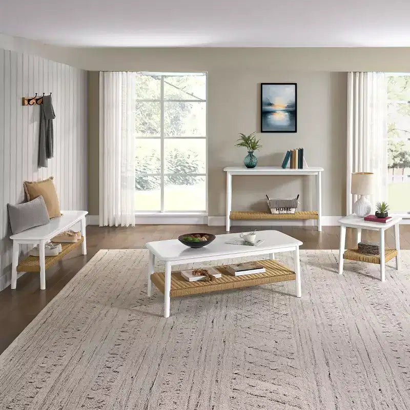Alaterre Furniture Calais Entryway Bench, White
