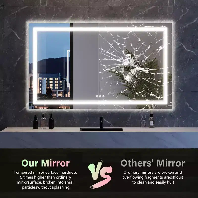 Acekool RGB Backlit Bathroom Mirror with Adjustable Front Illumination and Anti-Fog, Wall Mounted Vanity Mirror