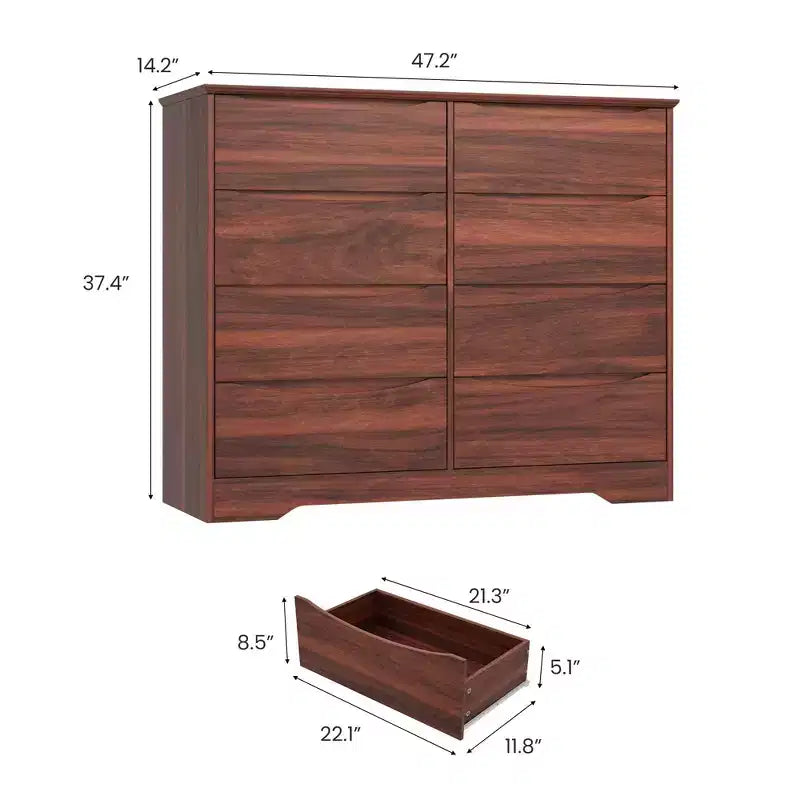 WoodenWooden 8-Drawer Dresser, Tall Modern Chest of Drawers with Deep Storage & Wide Top, Storage Organizer for Bedroom, Living Room,Kids Room