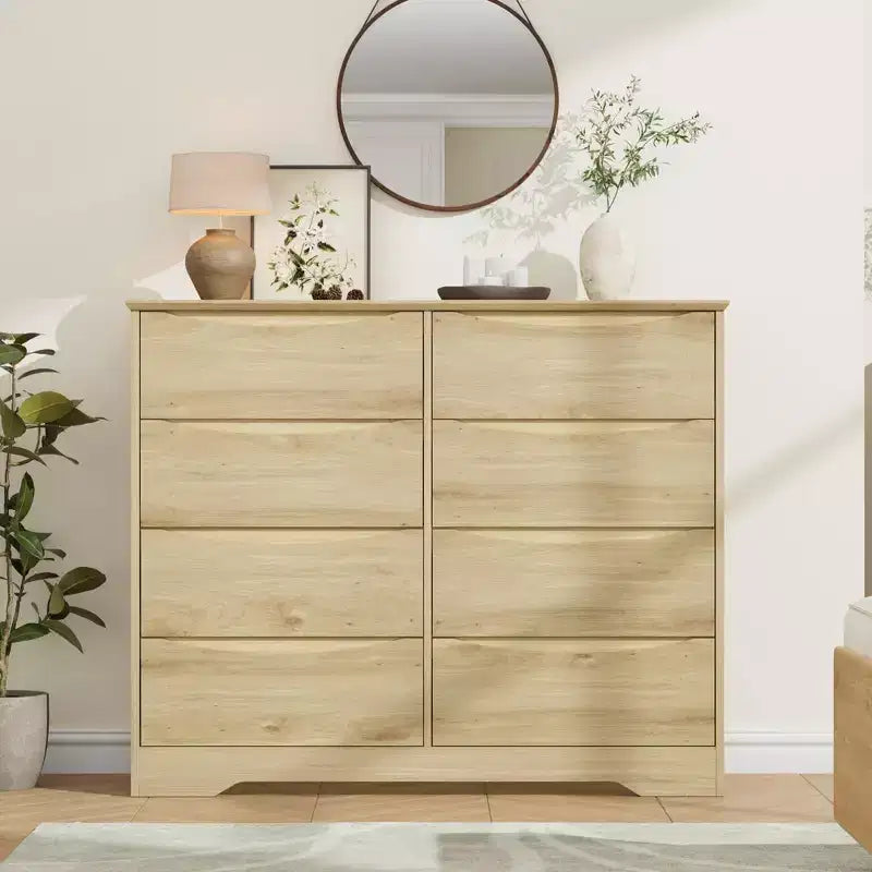 WoodenWooden 8-Drawer Dresser, Tall Modern Chest of Drawers with Deep Storage & Wide Top, Storage Organizer for Bedroom, Living Room,Kids Room
