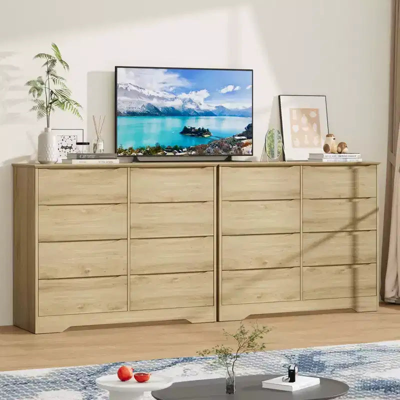 WoodenWooden 8-Drawer Dresser, Tall Modern Chest of Drawers with Deep Storage & Wide Top, Storage Organizer for Bedroom, Living Room,Kids Room
