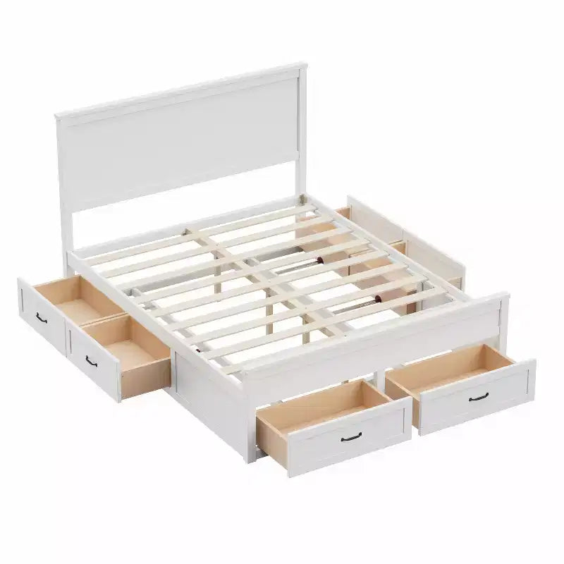 GDFStudio Sidney Modern Queen Size Wood Storage Platform Bed Frame with Drawers and Slatted Support