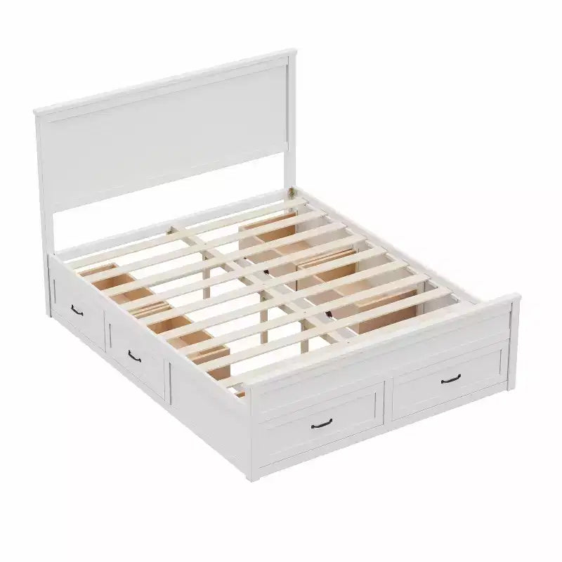 GDFStudio Sidney Modern Queen Size Wood Storage Platform Bed Frame with Drawers and Slatted Support