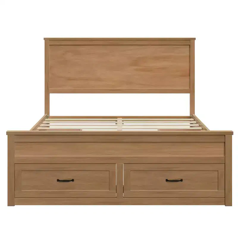 GDFStudio Sidney Modern Queen Size Wood Storage Platform Bed Frame with Drawers and Slatted Support