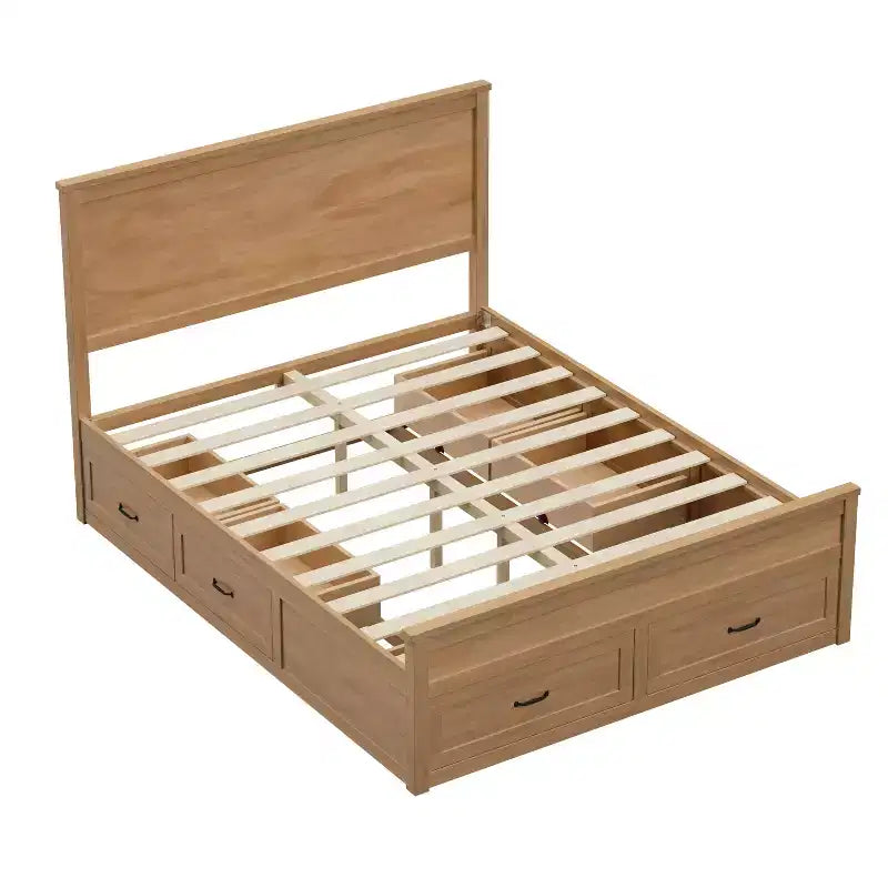 GDFStudio Sidney Modern Queen Size Wood Storage Platform Bed Frame with Drawers and Slatted Support