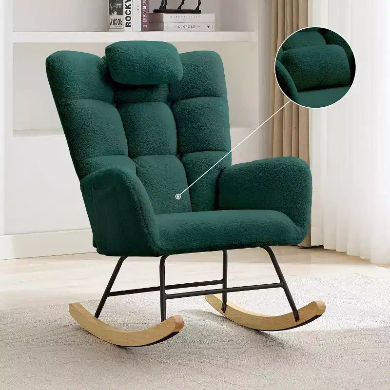 Nursery Rocking Chair, High Back Glider Rocker with Padded Seat, Accent Chair for Living Room Bedroom Office
