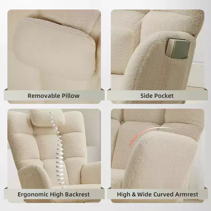 Nursery Rocking Chair, High Back Glider Rocker with Padded Seat, Accent Chair for Living Room Bedroom Office