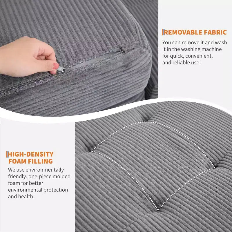 Tri-Fold Mattress, Memory Foam Foldable Mattress, Foldable Floor Sofa Bed with High-Density Support Foam, Single Folding Mattress for Living Room