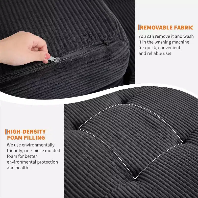 Tri-Fold Mattress, Memory Foam Foldable Mattress, Foldable Floor Sofa Bed with High-Density Support Foam, Single Folding Mattress for Living Room
