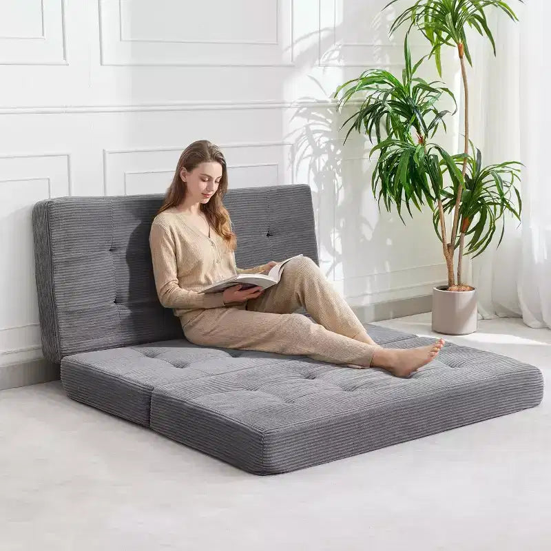 Tri-Fold Mattress, Memory Foam Foldable Mattress, Foldable Floor Sofa Bed with High-Density Support Foam, Single Folding Mattress for Living Room