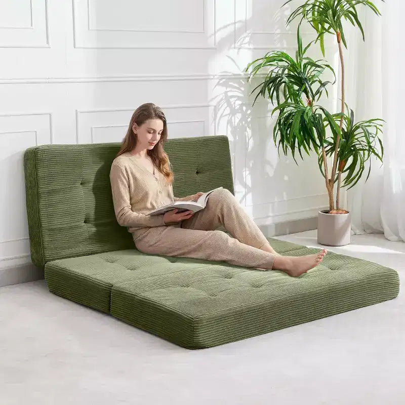 Tri-Fold Mattress, Memory Foam Foldable Mattress, Foldable Floor Sofa Bed with High-Density Support Foam, Single Folding Mattress for Living Room