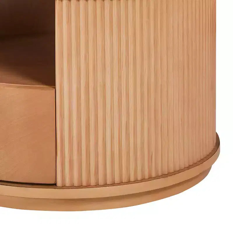 Whisen 2-Piece Nesting Coffee Table Set with Drawer, Fluted Design, Two-Tone Finish, Space-Saving Modern Accent Tables