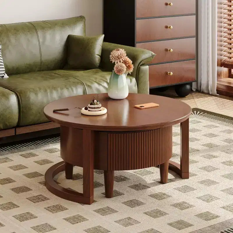 Whisen 2-Piece Nesting Coffee Table Set with Drawer, Fluted Design, Two-Tone Finish, Space-Saving Modern Accent Tables