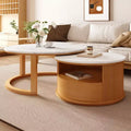 Whisen 2-Piece Nesting Coffee Table Set with Drawer, Fluted Design, Two-Tone Finish, Space-Saving Modern Accent Tables