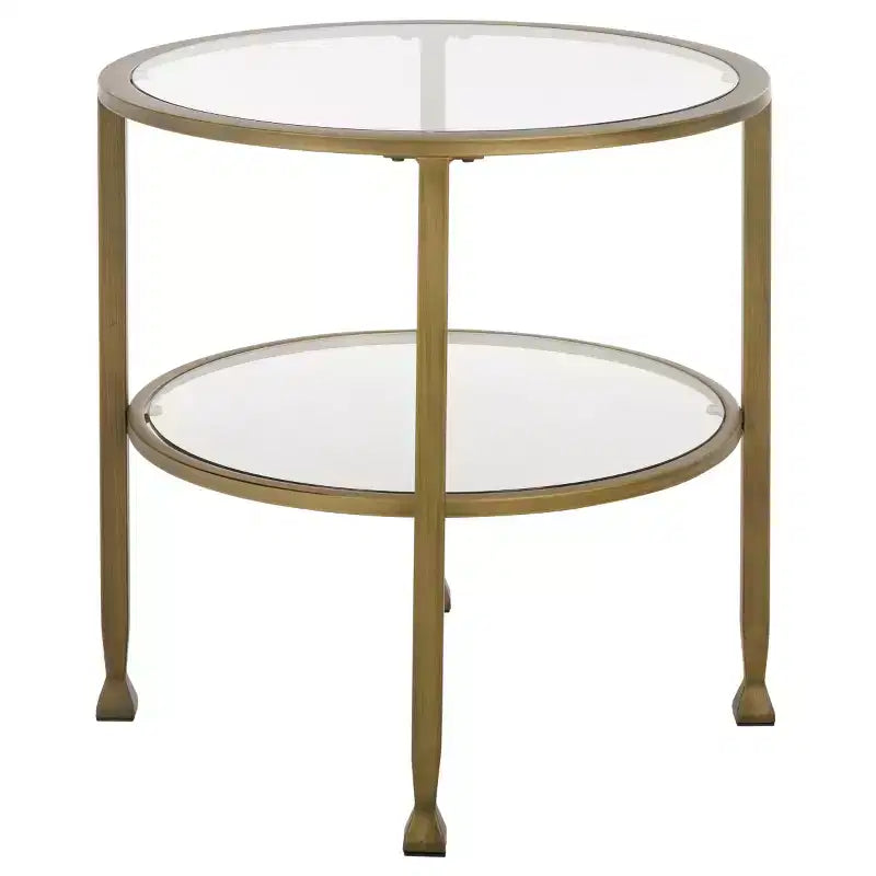 Jaymes Round End Table - Antique Brass - SEI