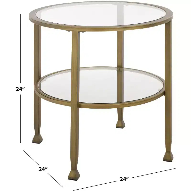 Jaymes Round End Table - Antique Brass - SEI