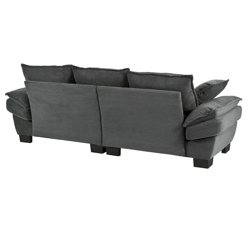 Canapé incurvé moderne de 85,4", dossier rembourré avec 2 oreillers décoratifs, canapé en tissu velours côtelé