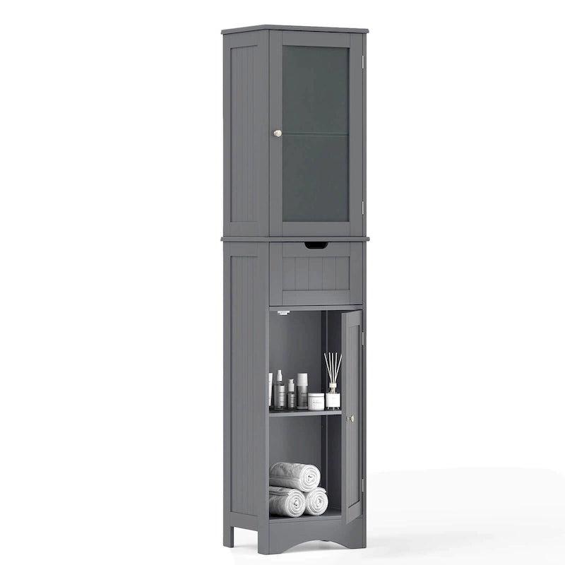 Meuble colonne de salle de bain sur pied avec portes