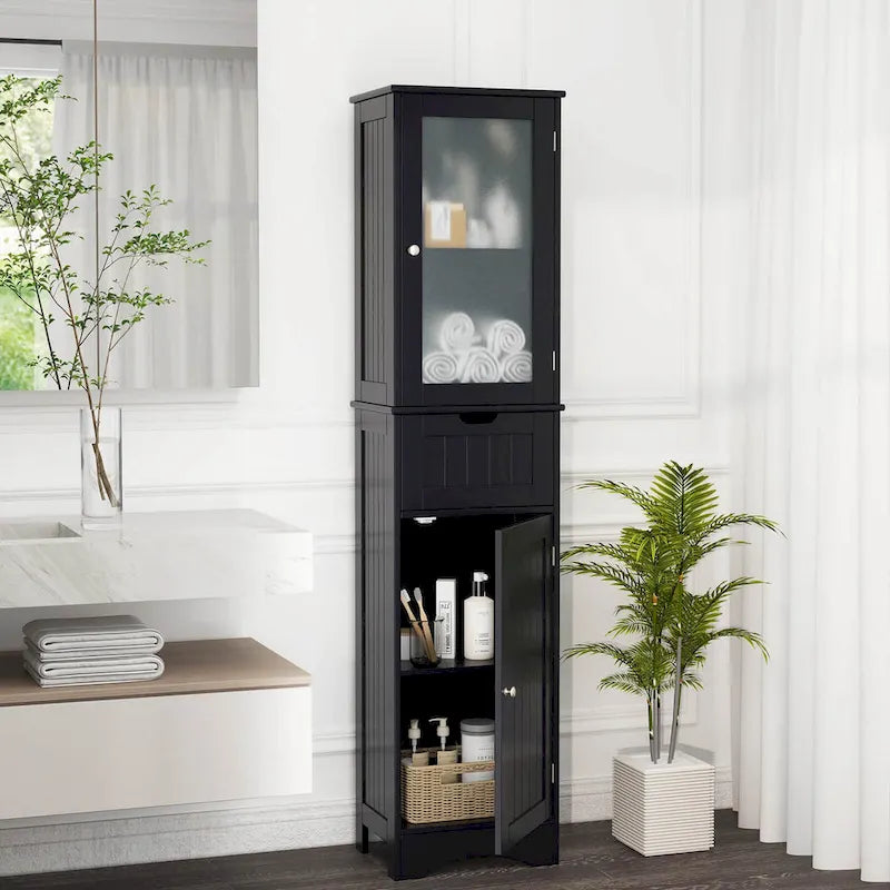 Meuble colonne de salle de bain sur pied avec portes