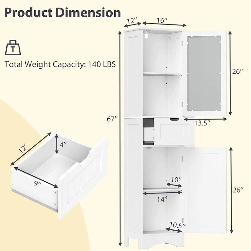 Meuble colonne de salle de bain sur pied avec portes