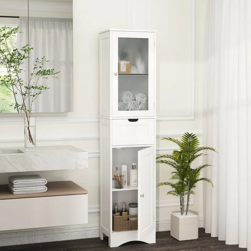 Meuble colonne de salle de bain sur pied avec portes