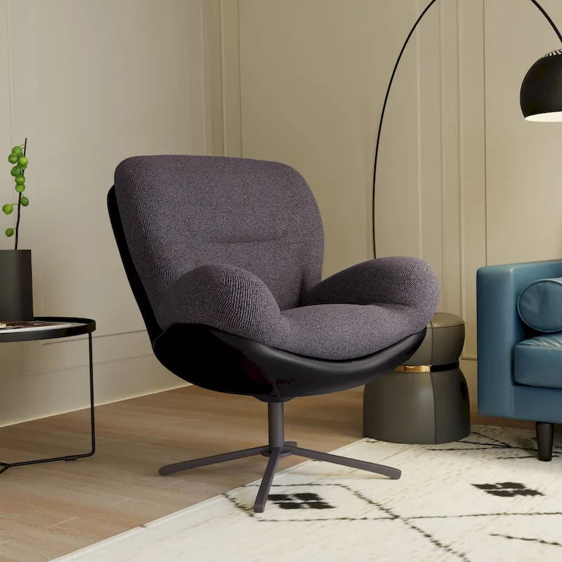 Fauteuil de bureau pivotant à 360° en chenille moderne avec base en métal