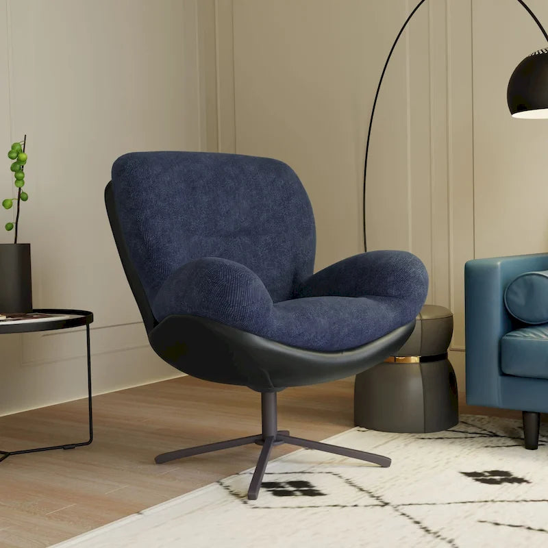 Fauteuil de bureau pivotant à 360° en chenille moderne avec base en métal