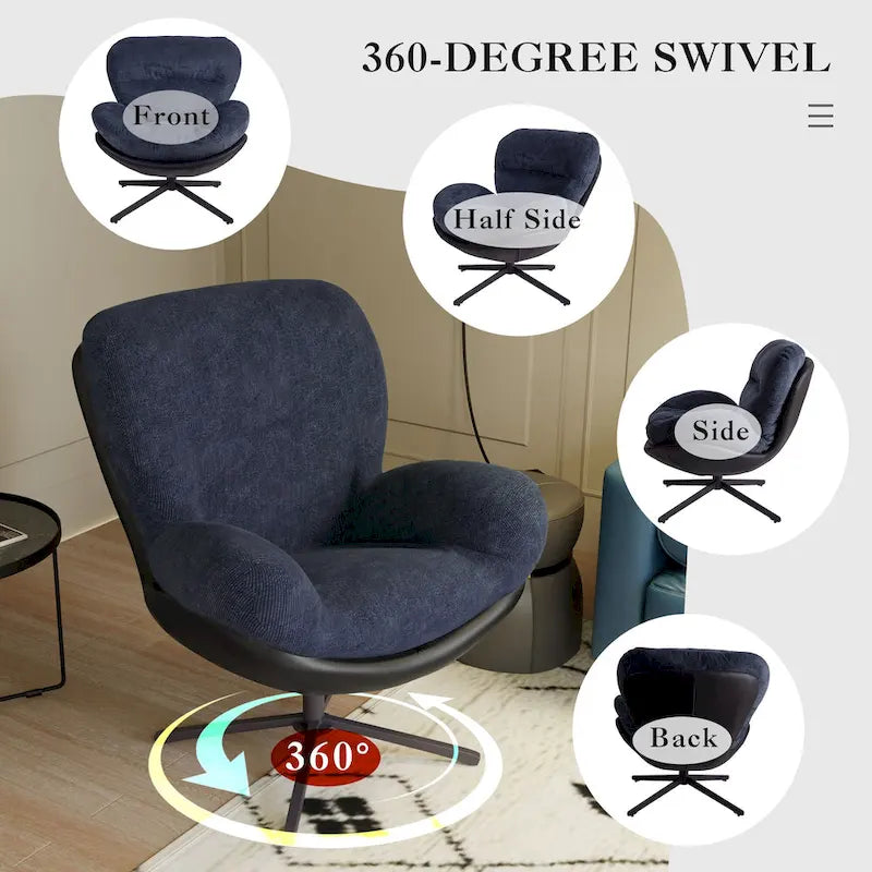 Fauteuil de bureau pivotant à 360° en chenille moderne avec base en métal