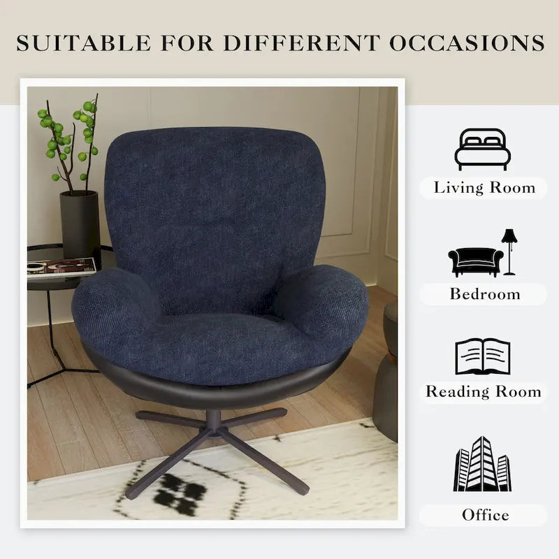 Fauteuil de bureau pivotant à 360° en chenille moderne avec base en métal
