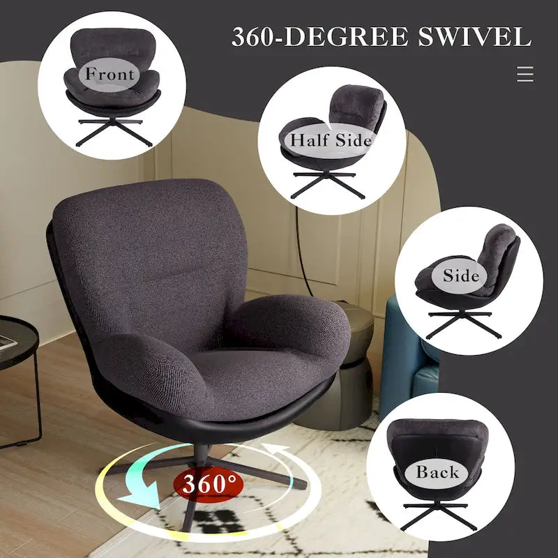 Fauteuil de bureau pivotant à 360° en chenille moderne avec base en métal