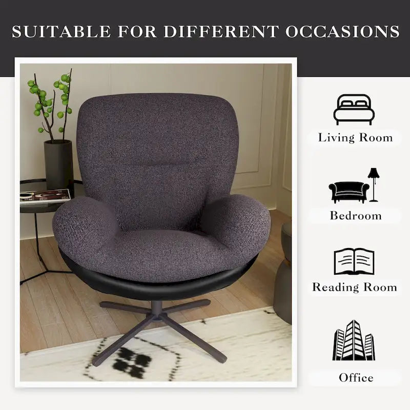 Fauteuil de bureau pivotant à 360° en chenille moderne avec base en métal