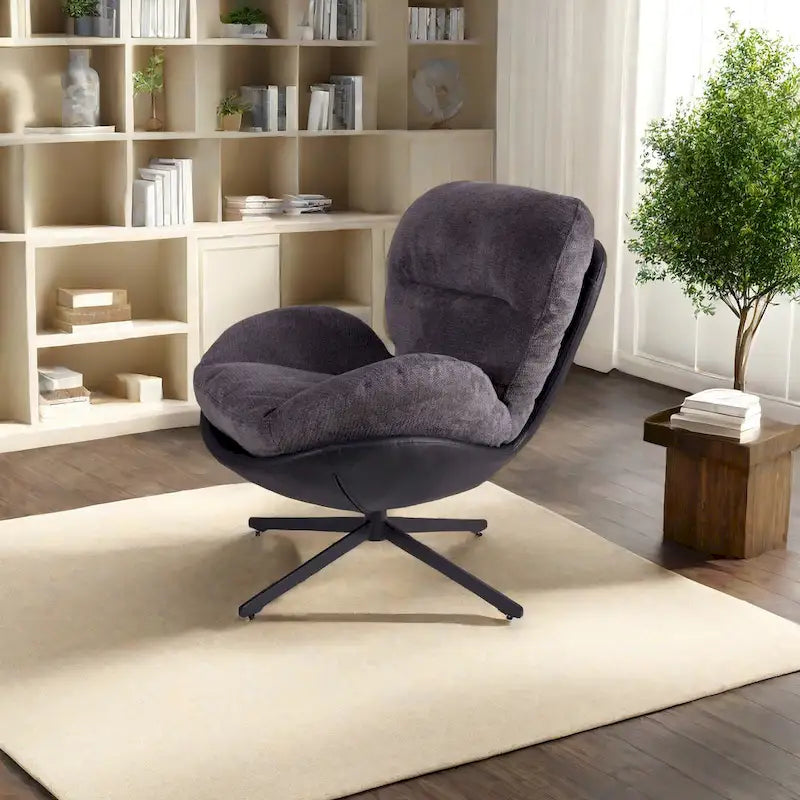 Fauteuil de bureau pivotant à 360° en chenille moderne avec base en métal