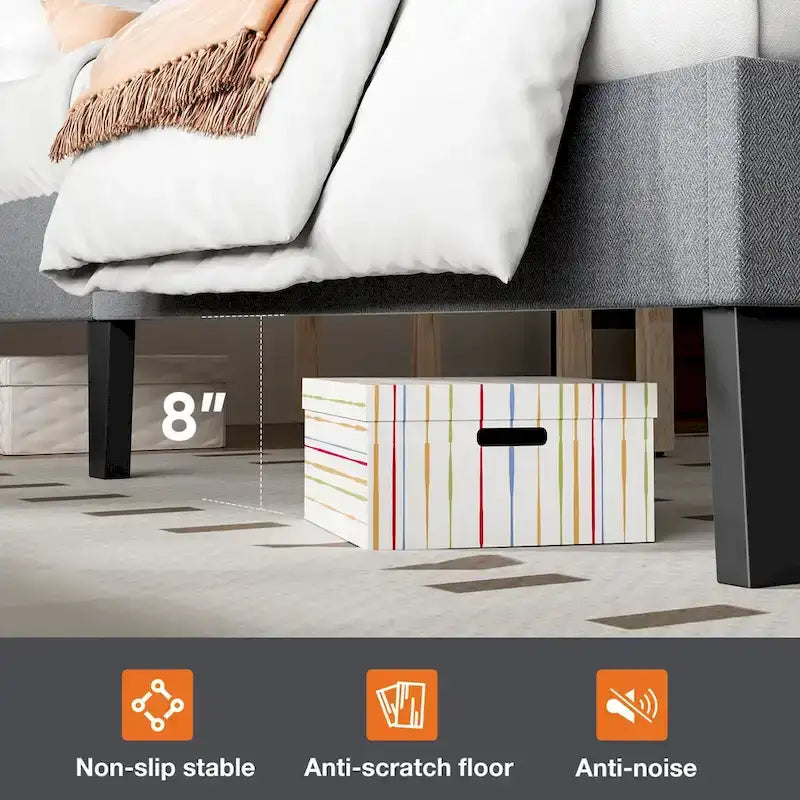 Lit plateforme tapissé de lin avec tête de lit réglable